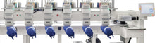 apex GX1206-T embroidery heads and touch screen, close-up, shown with the optional cap kit