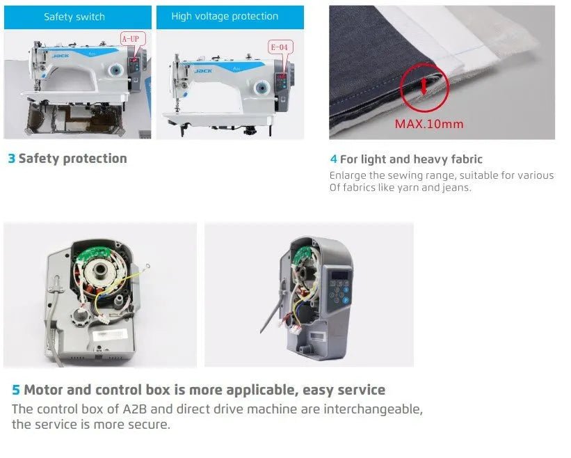 Jack A2B - C Single Needle Direct Drive Lockstitch Sewing Machine (Complete Set) - My Sewing Mall