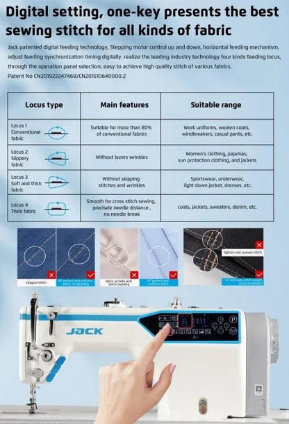 Jack A7 - D Digital Feed Computerised Single Needle Lockstitch Sewing Machine (Complete Set) - My Sewing Mall