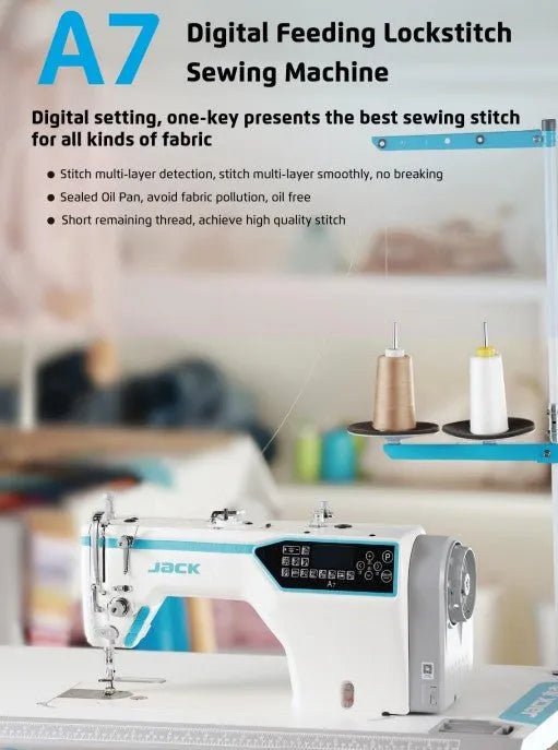 Jack A7 - D Digital Feed Computerised Single Needle Lockstitch Sewing Machine (Complete Set) - My Sewing Mall