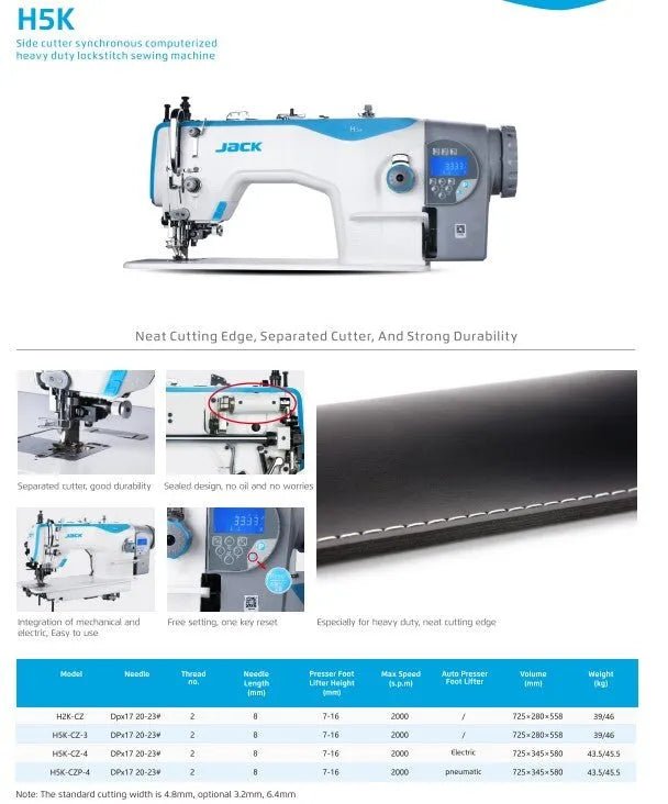 JACK H5 Walking Foot Industrial Sewing Machine (Complete Set) - My Sewing Mall