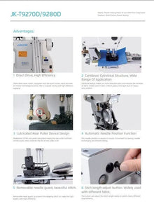 Jack JK - T9280D - 73 - 2PL - Q 1/8" Three - Needle Feed - Off - The - Arm Double Chainstitch Machine (Complete Set) - My Sewing Mall