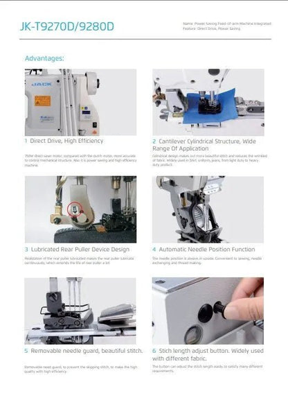 Jack JK - T9280D - 73 - 2PL - Q 1/8" Three - Needle Feed - Off - The - Arm Double Chainstitch Machine (Complete Set) - My Sewing Mall