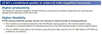 Juki LK - 1903SS Button Attaching Machine (Complete Set) (2 Months Lead Time After 100% Advance Payment Received) - My Sewing Mall