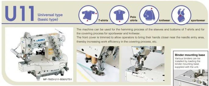 JUKI MF7923U11B56 Cylinder Arm Industrial Coverstitch Sewing Machine (Complete Set) - My Sewing Mall