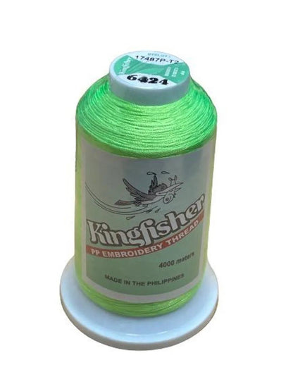 King Fisher Embroidery Thread 4000m 6424 Neon Green - My Sewing Mall