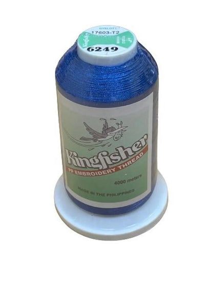 Kingfisher Embroidery Thread 4000m Deep Blue 6249 - My Sewing Mall