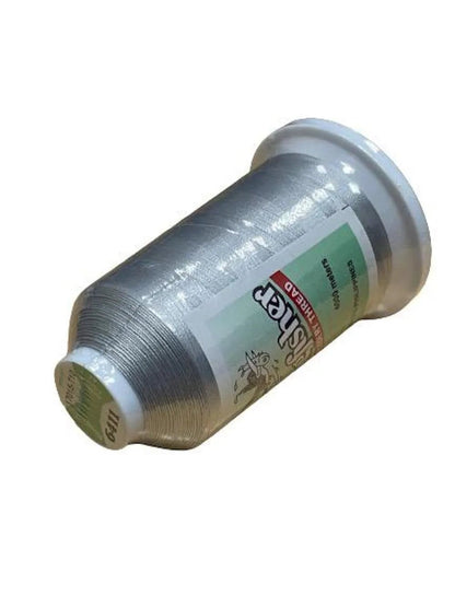 Kingfisher Embroidery Thread 4000m Frosted Silver 6411 - My Sewing Mall