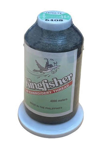 Kingfisher Embroidery Thread 4000m Obsidian Gray 6408 - My Sewing Mall