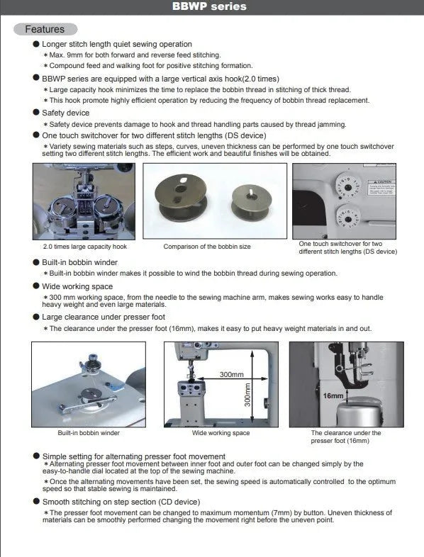 Seiko BBWP - 8BL Post Bed Walking Foot Lockstitch Sewing Machine (Complete Set) - My Sewing Mall