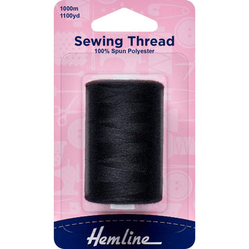 Hemline 100% Polyester Sewing Thread Black - My Sewing Mall