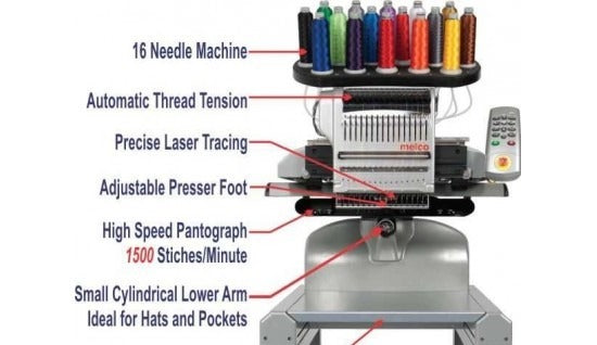 Melco EMT16X Embroidery Machine With Cap Attachment *Factory Fresh*