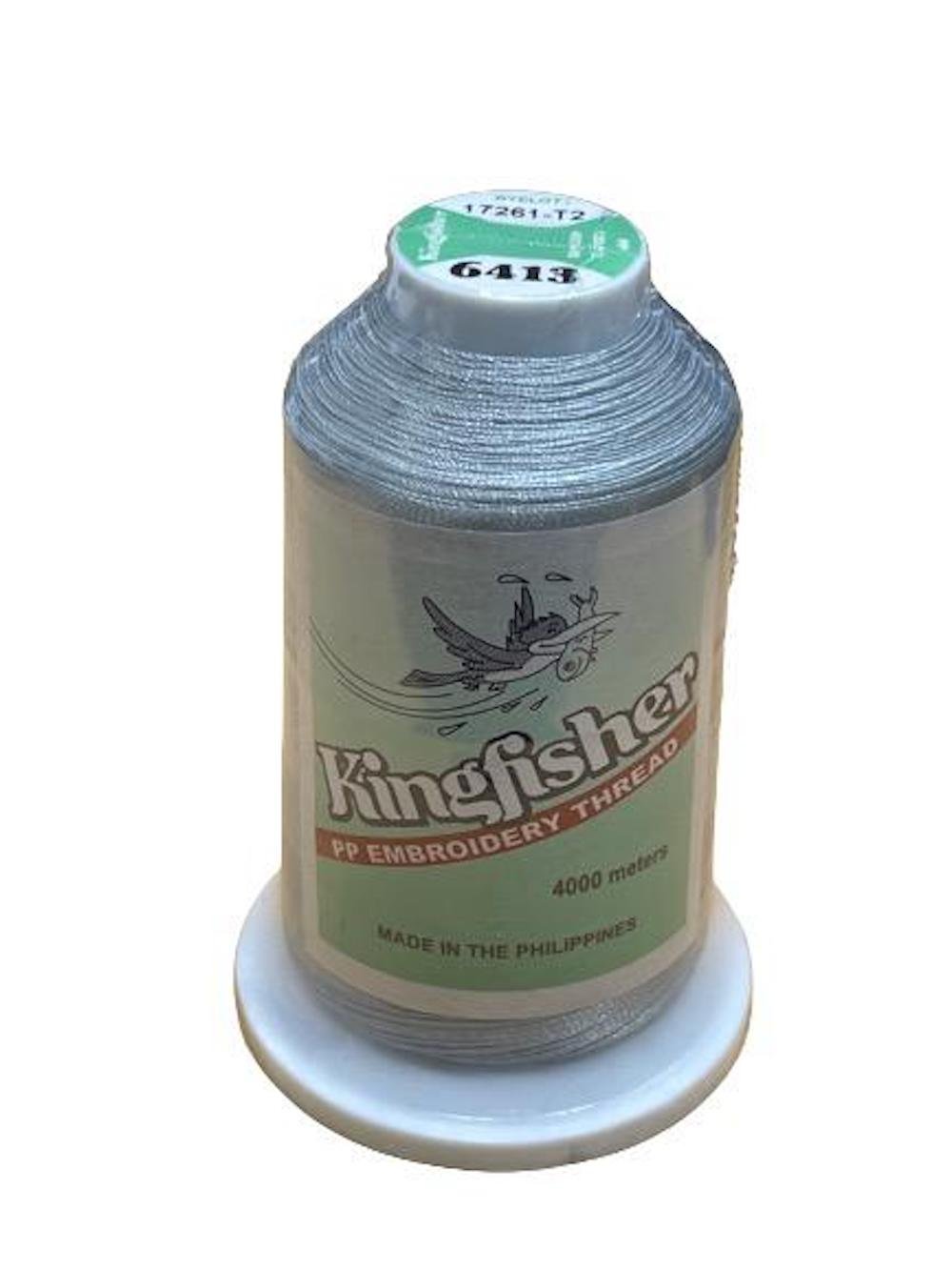 Kingfisher Embroidery Thread 4000m Metallic Silver 6413 - My Sewing Mall