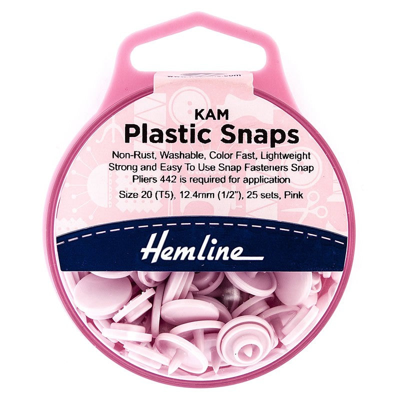 Hemline Plastic Snaps Pink Size 20 - 12.4MM - 25 Sets